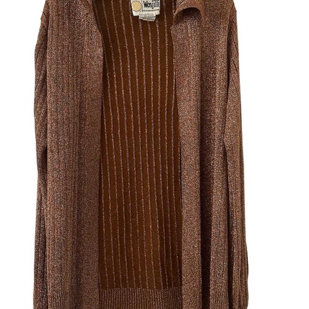 VINTAGE  WENJIILI METALLIC CARDIGAN SWEATER